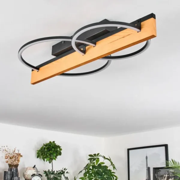 hofstein Pompu Plafonnier LED Écru, Noir, 1 lumière* Lampes Modernes