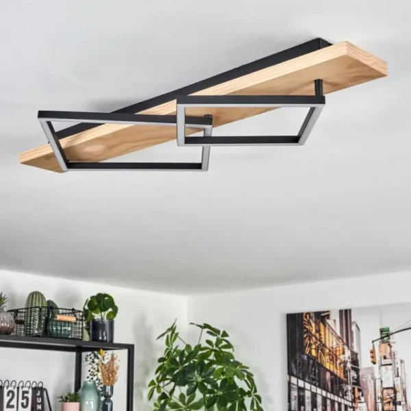 hofstein Pompu Plafonnier LED Écru, Noir, 1 lumière* Lampes Modernes