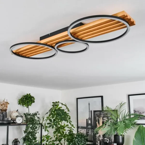 hofstein Pompu Plafonnier LED Écru, Noir, 1 lumière* Lampes Modernes