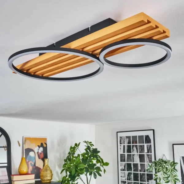 hofstein Pompu Plafonnier LED Écru, Noir, 1 lumière* Lampes Modernes