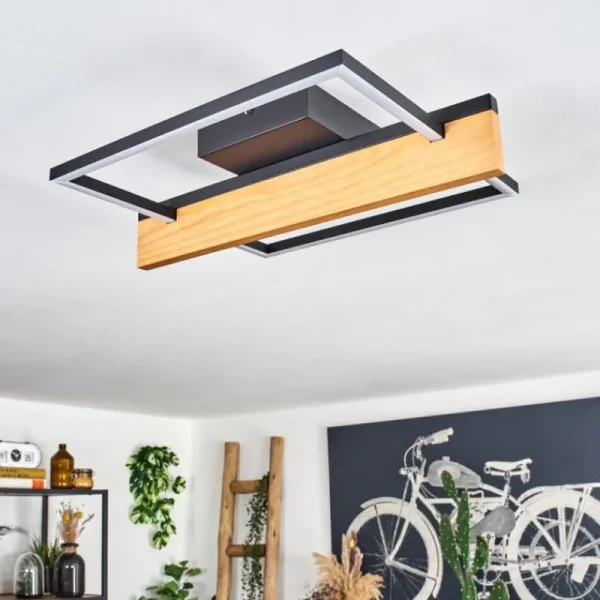 hofstein Pompu Plafonnier LED Écru, Noir, 1 lumière* Lampes Modernes