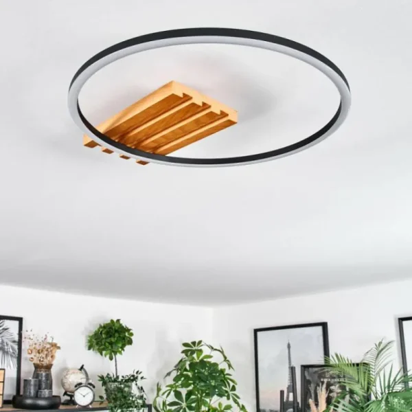 hofstein Pompu Plafonnier LED Écru, Noir, 1 lumière* Lampes Modernes