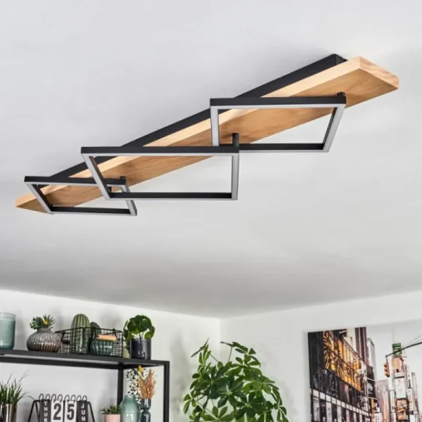 hofstein Pompu Plafonnier LED Écru, Noir, 1 lumière* Lampes Modernes