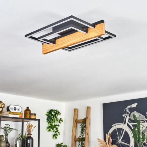 hofstein Pompu Plafonnier LED Écru, Noir, 1 lumière* Lampes Modernes