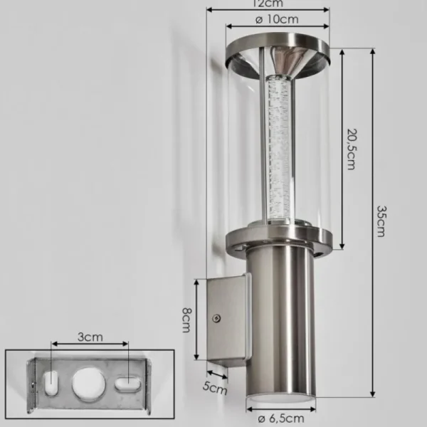 hofstein Popoyan Lampe murale d´extérieur, Applique murale LED Nickel mat, 2 lumières* Lampes Modernes