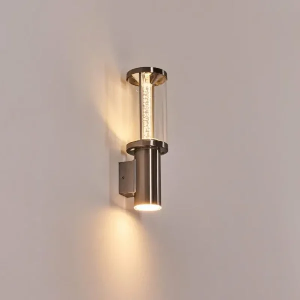 hofstein Popoyan Lampe murale d´extérieur, Applique murale LED Nickel mat, 2 lumières* Lampes Modernes