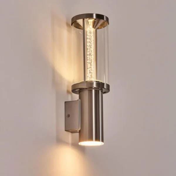 hofstein Popoyan Lampe murale d´extérieur, Applique murale LED Nickel mat, 2 lumières* Lampes Modernes