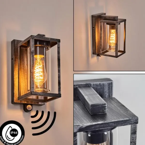 hofstein Portalis Lampe murale d´extérieur Noir, Argenté, 1 lumière, Détecteur de mouvement* Lampes Modernes