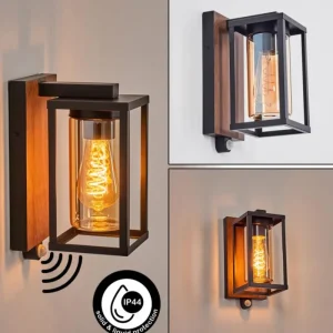 hofstein Portalis Lampe murale d´extérieur Brun, Couleur bois, Noir, 1 lumière, Détecteur de mouvement* Lampes Modernes