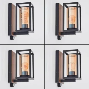 hofstein Portalis Lampe murale d´extérieur Brun, Couleur bois, Noir, 1 lumière, Détecteur de mouvement* Lampes Modernes