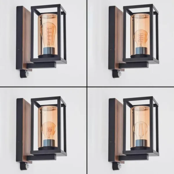 hofstein Portalis Lampe murale d´extérieur Brun, Couleur bois, Noir, 1 lumière, Détecteur de mouvement* Lampes Modernes
