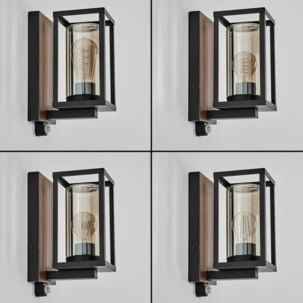 hofstein Portalis Lampe murale d´extérieur Brun, Couleur bois, Noir, 1 lumière, Détecteur de mouvement* Lampes Modernes