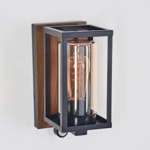 hofstein Portalis Lampe murale d´extérieur Brun, Couleur bois, Noir, 1 lumière, Détecteur de mouvement* Lampes Modernes