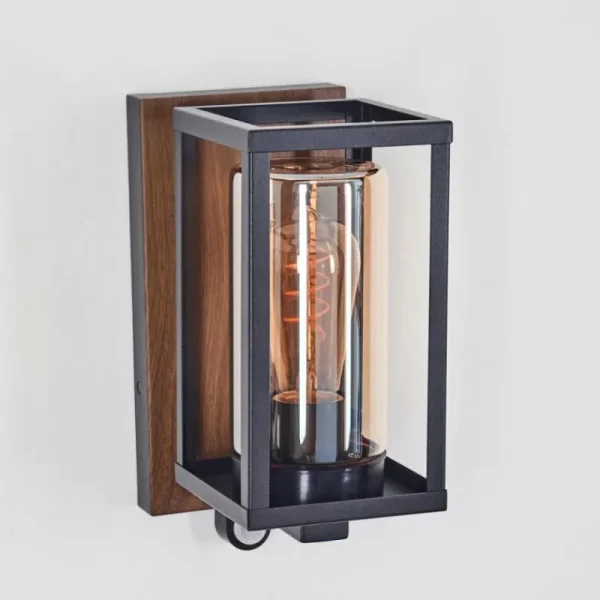 hofstein Portalis Lampe murale d´extérieur Brun, Couleur bois, Noir, 1 lumière, Détecteur de mouvement* Lampes Modernes