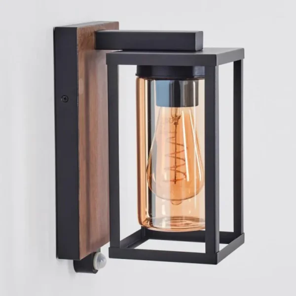 hofstein Portalis Lampe murale d´extérieur Brun, Couleur bois, Noir, 1 lumière, Détecteur de mouvement* Lampes Modernes