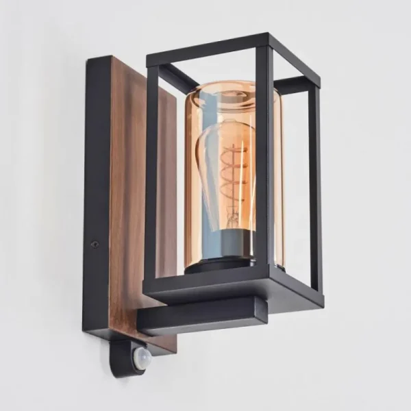 hofstein Portalis Lampe murale d´extérieur Brun, Couleur bois, Noir, 1 lumière, Détecteur de mouvement* Lampes Modernes