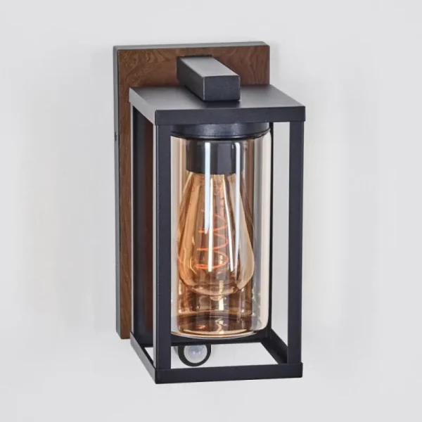 hofstein Portalis Lampe murale d´extérieur Brun, Couleur bois, Noir, 1 lumière, Détecteur de mouvement* Lampes Modernes