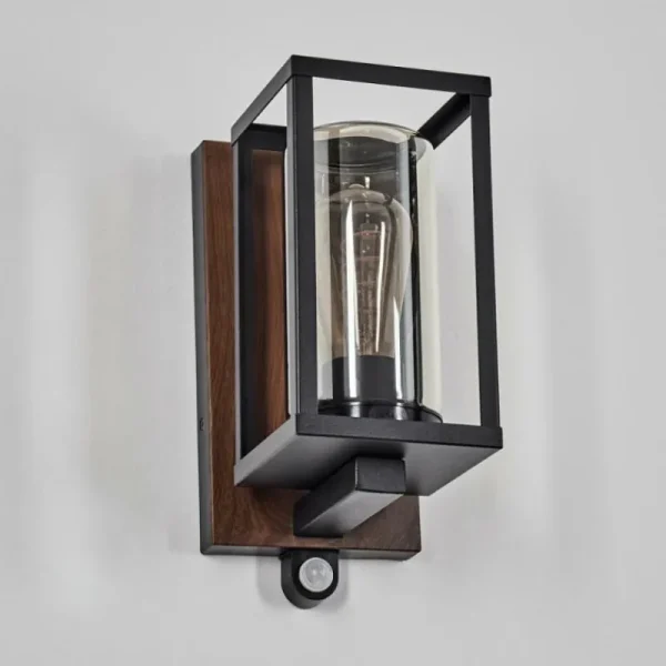 hofstein Portalis Lampe murale d´extérieur Brun, Couleur bois, Noir, 1 lumière, Détecteur de mouvement* Lampes Modernes