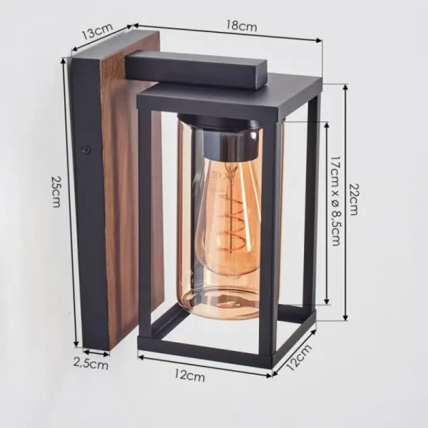 hofstein Portalis Luminaire extérieur, Lampe murale d´extérieur Brun, Couleur bois, Noir, 1 lumière* Lampes Modernes