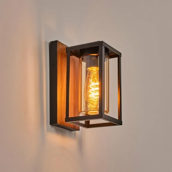 hofstein Portalis Luminaire extérieur, Lampe murale d´extérieur Brun, Couleur bois, Noir, 1 lumière* Lampes Modernes