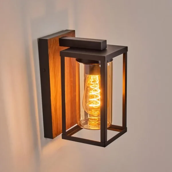 hofstein Portalis Luminaire extérieur, Lampe murale d´extérieur Brun, Couleur bois, Noir, 1 lumière* Lampes Modernes