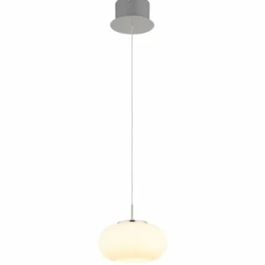 Luminaires Globo Lighting Quintara Suspension LED Nickel mat, 1 lumière* Lampes En Verre