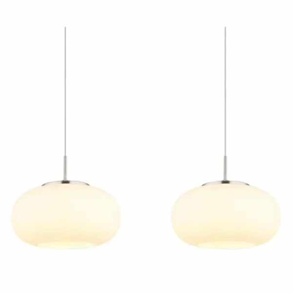 Luminaires Globo Lighting Quintara Suspension LED Nickel mat, 1 lumière* Lampes En Verre