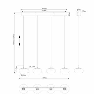 Luminaires Globo Lighting Quintara Suspension LED Nickel mat, 1 lumière* Lampes En Verre