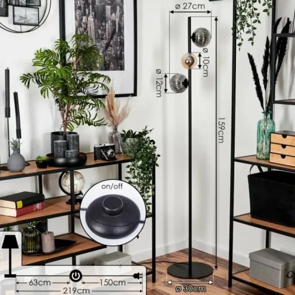 hofstein Remaisnil Lampadaire Ambre, Fumé, 3 lumières* Lampes Modernes