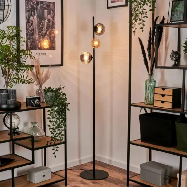 hofstein Remaisnil Lampadaire Ambre, Fumé, 3 lumières* Lampes Modernes