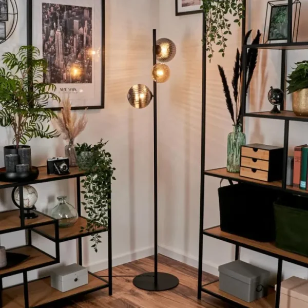 hofstein Remaisnil Lampadaire Ambre, Fumé, 3 lumières* Lampes Modernes