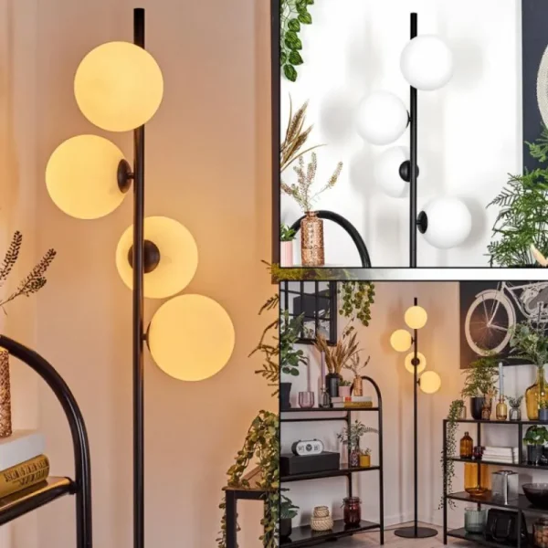 hofstein Remaisnil Lampadaire Blanc, 4 lumières* Lampes En Verre