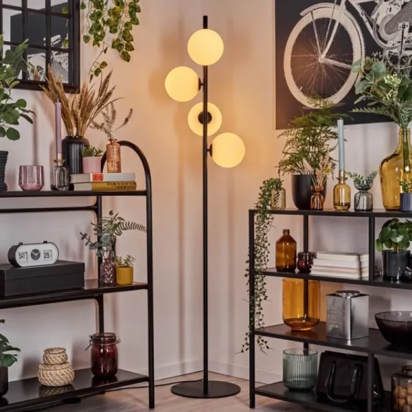 hofstein Remaisnil Lampadaire Blanc, 4 lumières* Lampes En Verre
