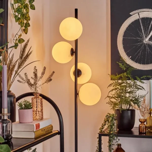 hofstein Remaisnil Lampadaire Blanc, 4 lumières* Lampes En Verre
