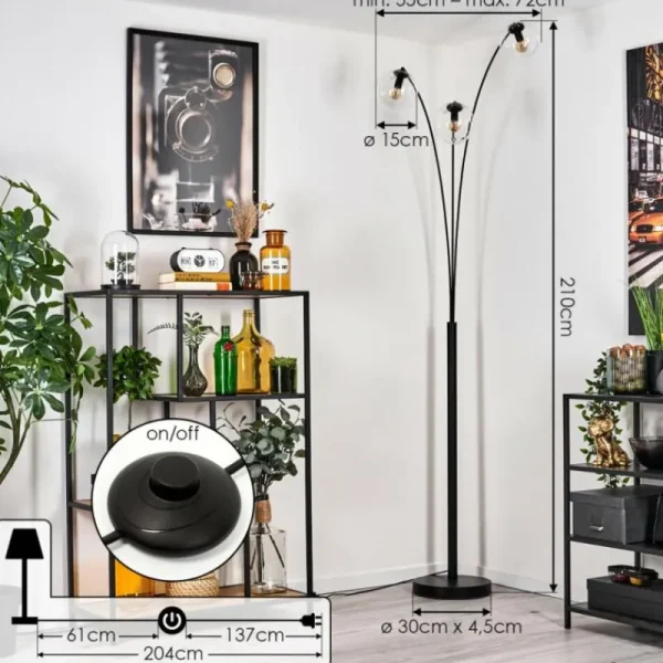 hofstein Ripoll Lampadaire Clair, 3 lumières* Lampes En Verre