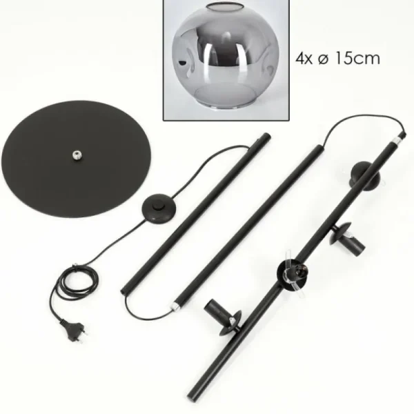hofstein Ripoll Lampadaire Fumé, 4 lumières* Lampes Modernes