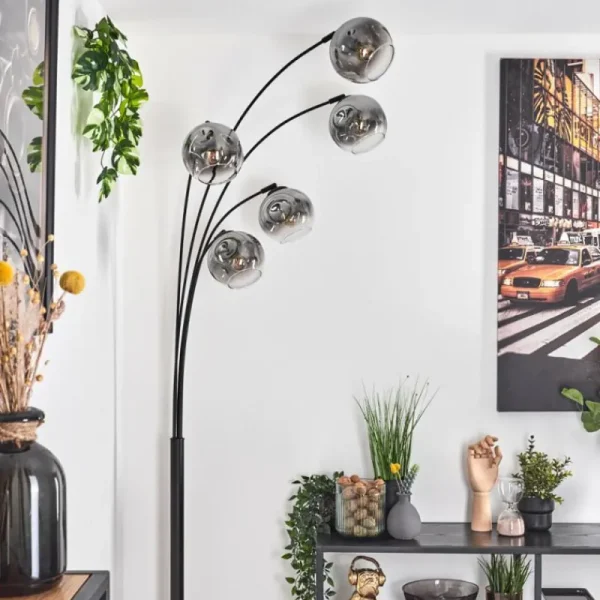 hofstein Ripoll Lampadaire Noir, 5 lumières* Lampes En Verre