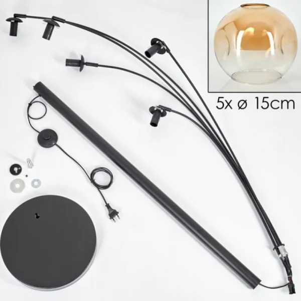 hofstein Ripoll Lampadaire Noir, 5 lumières* Lampes En Verre