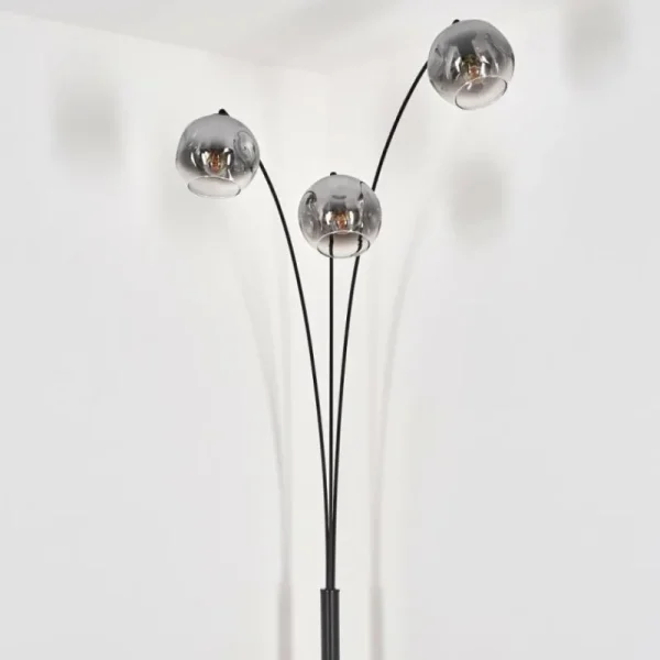 hofstein Ripoll Lampadaire Noir, 3 lumières* Lampes En Verre