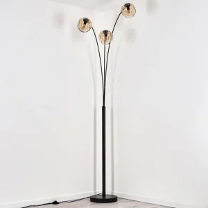 hofstein Ripoll Lampadaire Noir, 3 lumières* Lampes En Verre