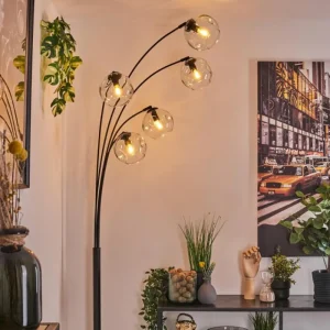 hofstein Ripoll Lampadaire Noir, 5 lumières* Lampes En Verre