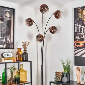 hofstein Ripoll Lampadaire Noir, 5 lumières* Lampes En Verre