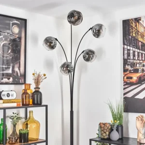 hofstein Ripoll Lampadaire Noir, 5 lumières* Lampes En Verre