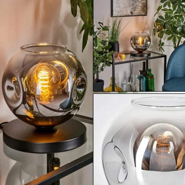 hofstein Ripoll Lampe à poser Chrome, Clair, 1 lumière* Lampes En Verre