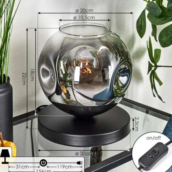 hofstein Ripoll Lampe à poser Chrome, Clair, 1 lumière* Lampes En Verre