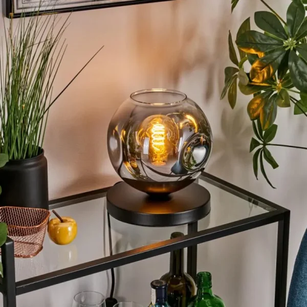 hofstein Ripoll Lampe à poser Chrome, Clair, 1 lumière* Lampes En Verre