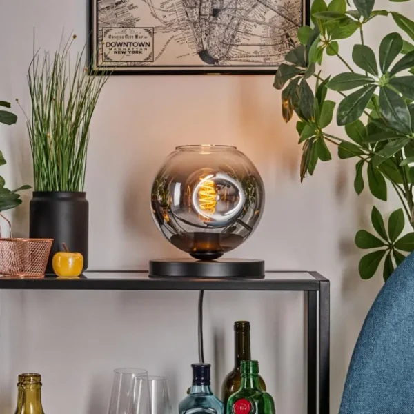 hofstein Ripoll Lampe à poser Chrome, Clair, 1 lumière* Lampes En Verre