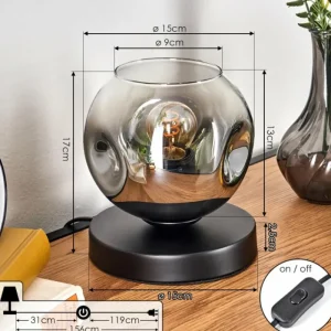 hofstein Ripoll Lampe à poser Noir, 1 lumière* Lampes En Verre