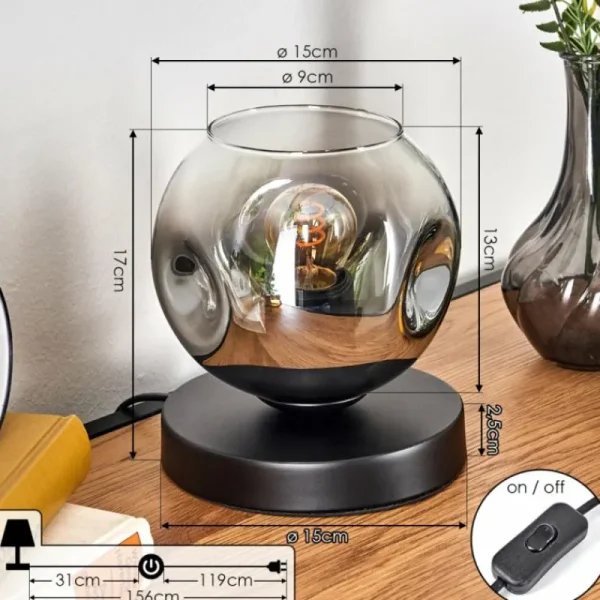 hofstein Ripoll Lampe à poser Noir, 1 lumière* Lampes En Verre