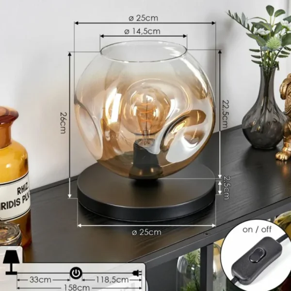 hofstein Ripoll Lampe à poser Noir, 1 lumière* Lampes En Verre